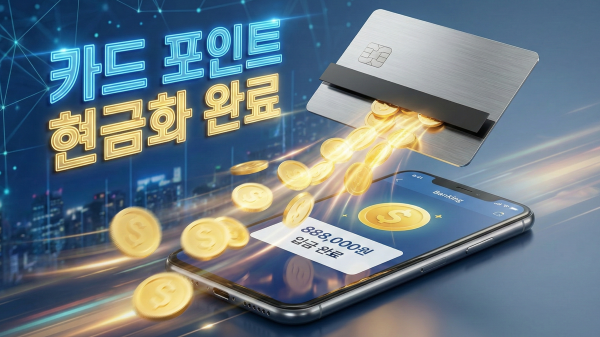 신용카드에서 황금 동전이 쏟아져 나오는 모습