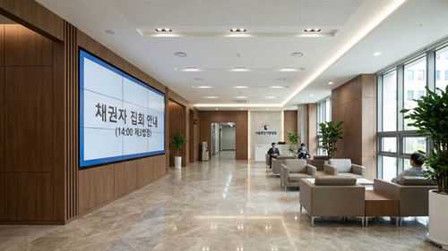 조용하고 정돈된 법원 채권자 집회장 내부