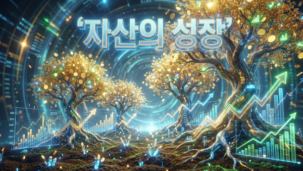 소액 자산이 거대한 금전적 나무로 성장하는 이미지