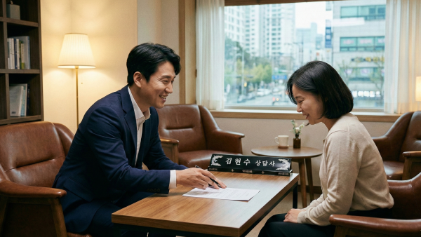 전문가 상담을 통해 개인회생 대출 대신 올바른 상환 전략을 세우는 모습