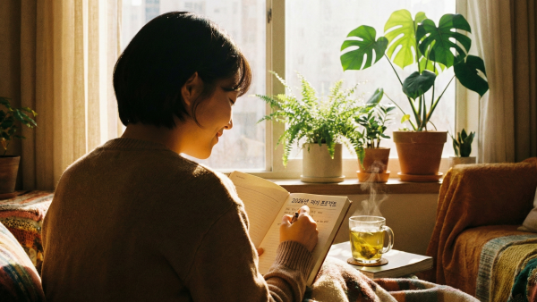 성실한 가계부 관리를 통해 경제적 재기를 꿈꾸는 모습