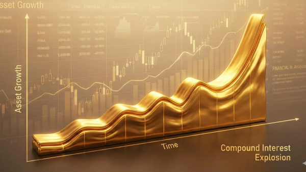 시간이 지남에 따라 가파르게 상승하는 복리 효과 그래프