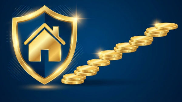 의료비 부담으로부터 가정을 지켜주는 방패와 상승하는 그래프