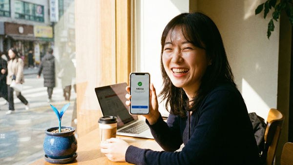 개인회생 통장 압류 해제 성공 후 자유롭게 모바일 뱅킹을 이용하는 모습