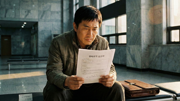 개인회생 상속 대응을 위해 상속포기 서류를 준비하는 모습