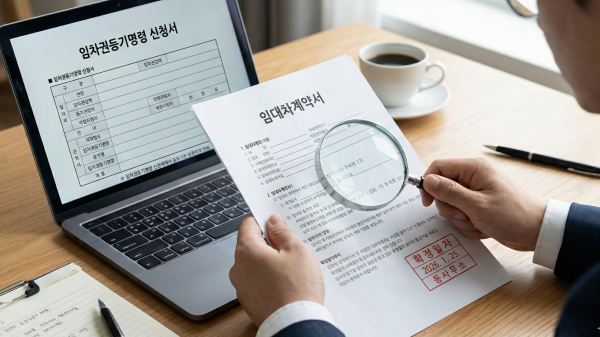 개인회생 전세사기 대응을 위해 임차권등기명령 서류를 확인하는 모습