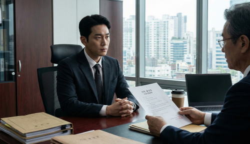 개인회생 기각 통지서를 앞에 두고 전문가와 함께 재신청 전략을 진지하게 논의하는 모습