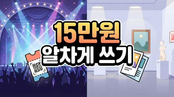 뮤지컬 공연장과 전시회 이미지가 결합된 문화예술패스 사용처 안내