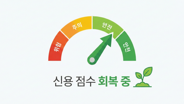개인회생 면책 후 대출을 위해 신용 점수 그래프가 올라가는 모습