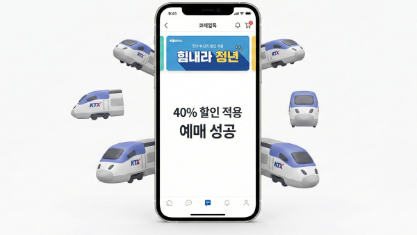 2026 기차표 청년 할인 혜택으로 저렴하게 예매된 KTX 모바일 티켓 화면