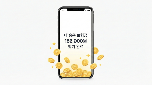 스마트폰 앱을 통해 실손보험 미청구 환급금을 확인하고 기뻐하는 모습