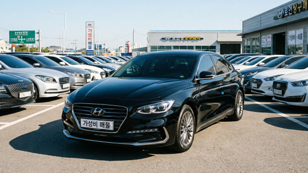 중고차 저렴하게 사는 법을 위해 전시된 깨끗한 그랜저 IG 차량 모습